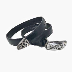 Brighton Vintage Black Leather Belt Size S